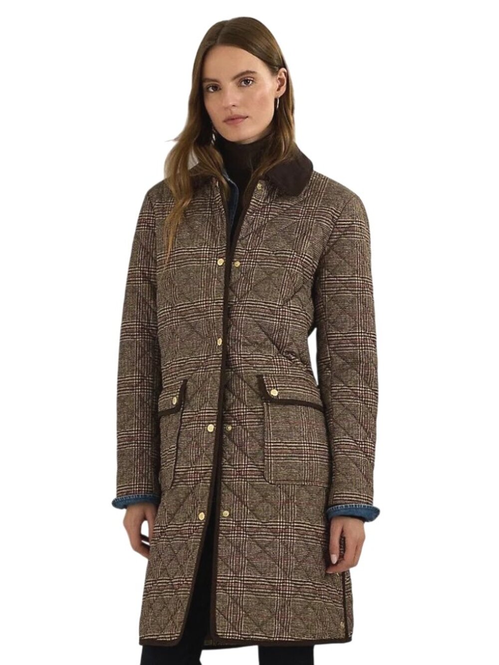 Lauren Ralph Lauren Glen Plaid Quilted Barn Coat Jacket Womens 2XL CJ-2433